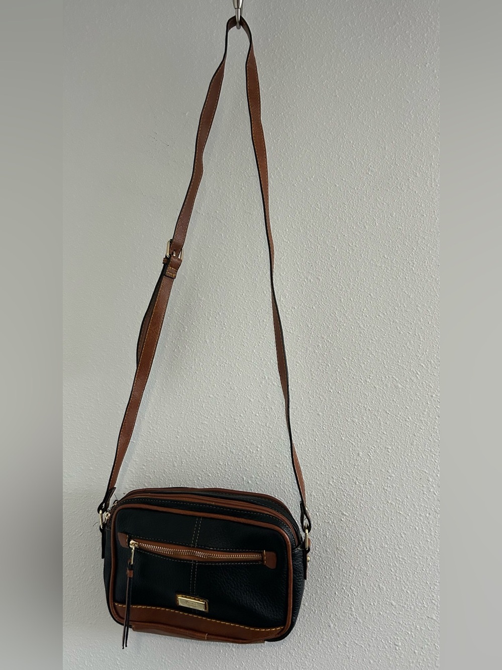 boc Black and Brown Leatherette Crossbody Bag